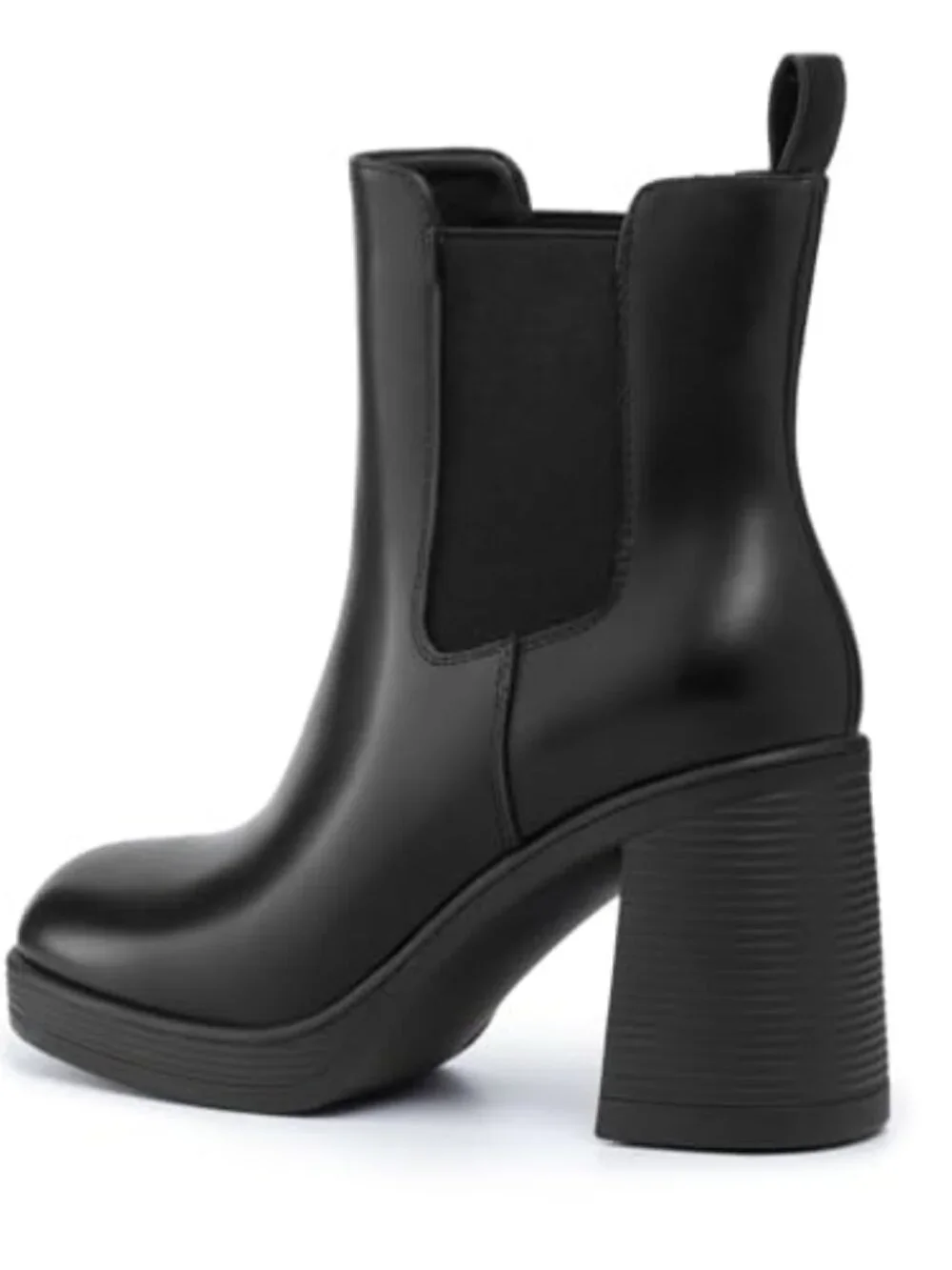 Women's Chelsea Platform Boots Chunky Heel Square Toe Slip On Elastic Ankle